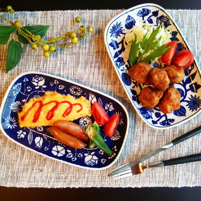 波佐見焼 フラワーパレード長皿 2枚セット(和山) | エンニチ