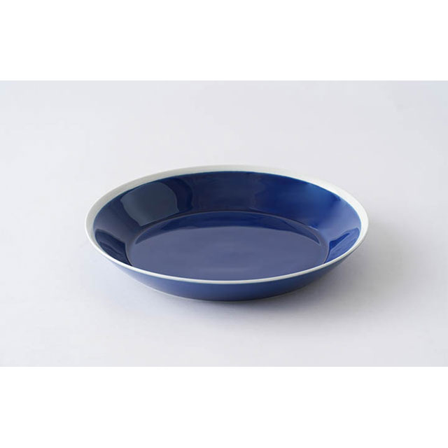 波佐見焼 ホワイトライン 20cm皿 ブルー | 奥川陶器(奥川陶器 エンニチ