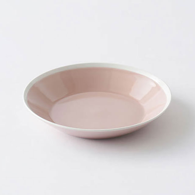 波佐見焼 ホワイトライン 20cm皿 ピンク | 奥川陶器(奥川陶器 エンニチ